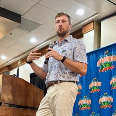 Ben Chase speaking at a community event